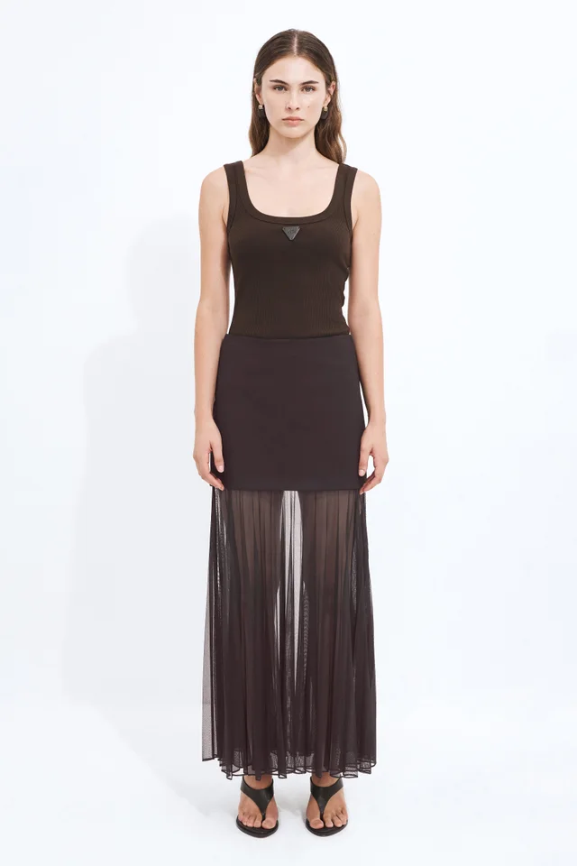 Aje Studio Ivy Sheer Maxi Skirt in Brown from Aje, photo 1 of 1