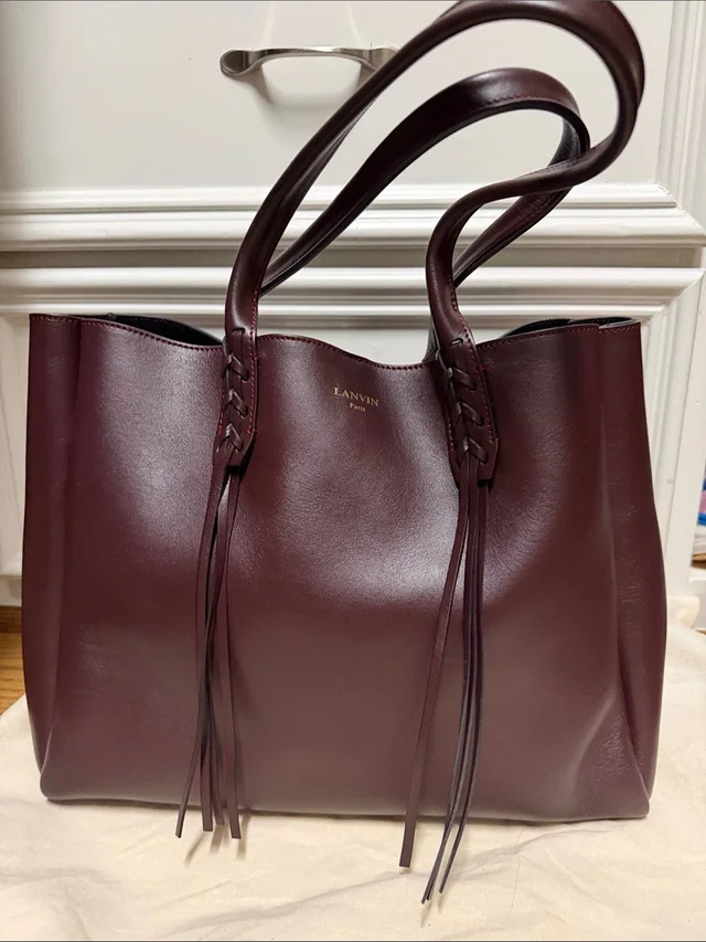 Lanvin Burgundy Leather Tote With Braided Straps And Tassels in red Leather from Poshmark