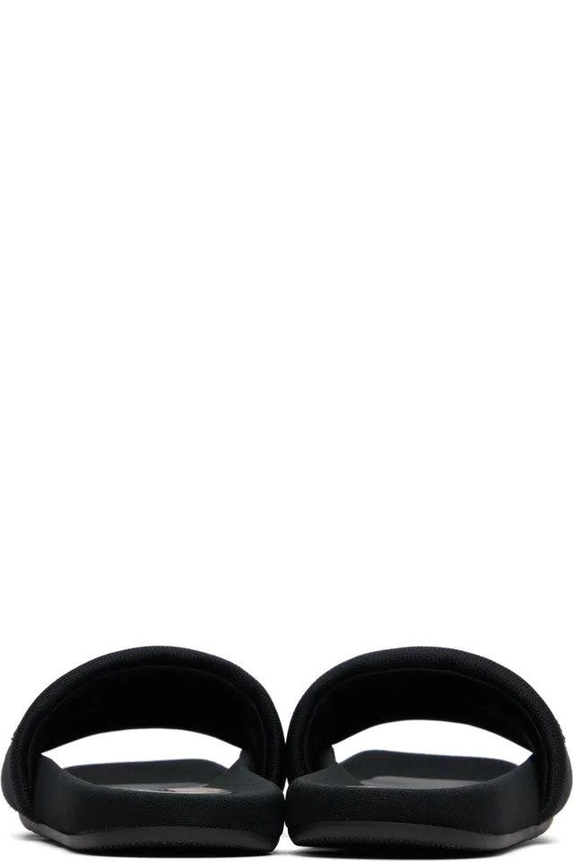 Alexander Wang Black 'AW' Slash Knit Pool Slides, photo 2 of 5 from SSENSE