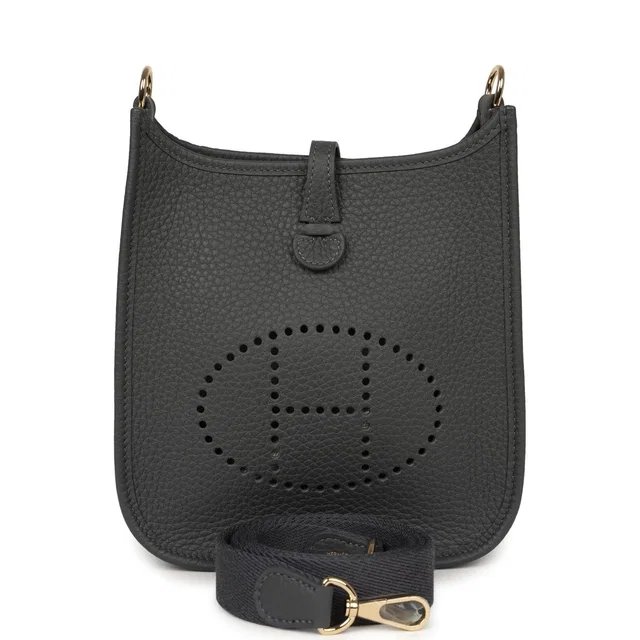 Hermès Evelyne TPM Gris Misty Clemence Permabrass Hardware in Grey Clemence leather from Madison Avenue Couture