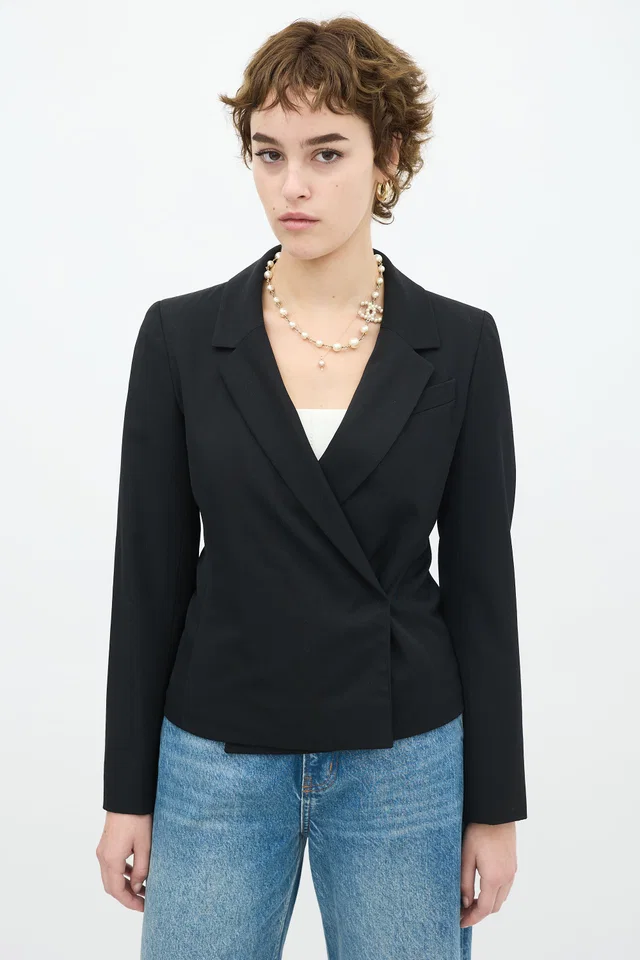 Chanel 2000 Wool Wrap Front Blazer in Wool from VSP Consignment