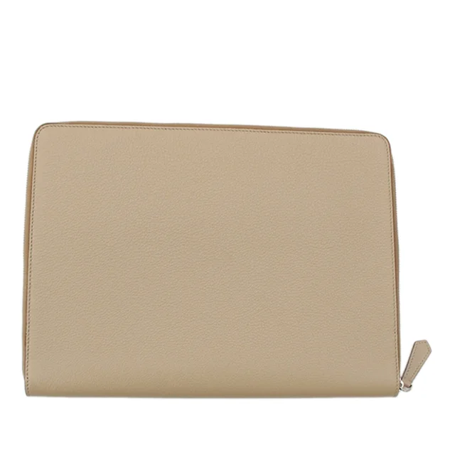 Beige Fendi Leather Document Holder Zip Pouch Clutch Bag in Beige Leather from Designer Revival, photo 1 of 1