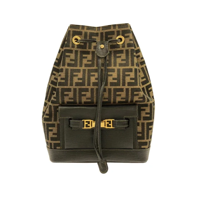 [vintage] FENDI backpack in BROWN+BLACK/ BRAUN +Black/GOLD metal fittings canvas/leather from KOMEHYO