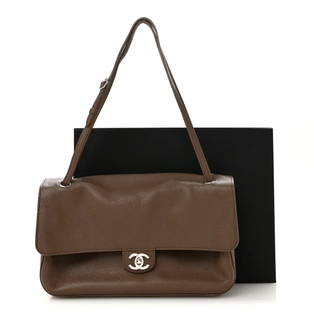 Chanel Grained Calfskin Small Souplissimo Maxi Flap Light Brown in Brown Caviar leather from FASHIONPHILE, photo 11 of 11