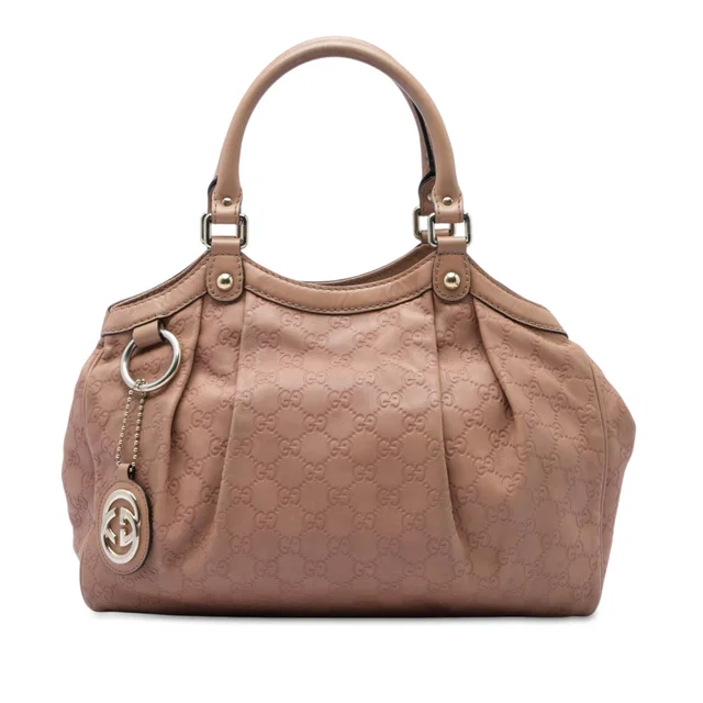 Pink Gucci Medium Guccissima Sukey Tote in Pink Leather from Designer Revival