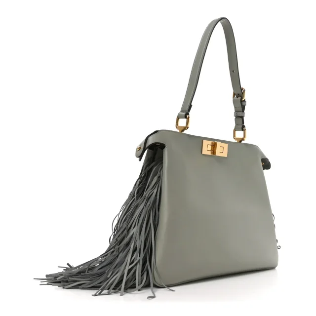 Fendi Vitello Fringe Medium Soft Peekaboo Matcha Latte in Suede from FASHIONPHILE, photo 3 of 10