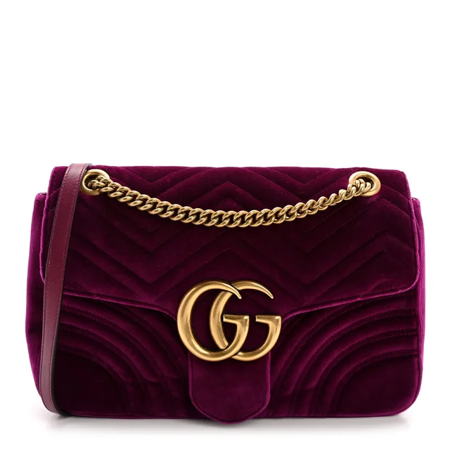 Gucci GG Marmont Velvet Matelasse Shoulder Bag - Fuchsia in Pink Velvet from H&T