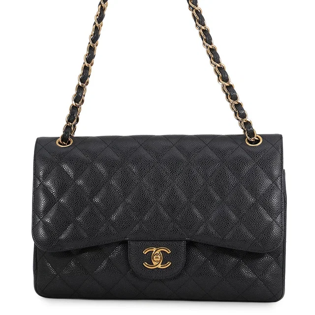 Chanel Jumbo Matelasse Double Flap Chain Shoulder Bag BlackA58600 Caviar Leather Size 30 in Caviar leather from GALLERY RARE