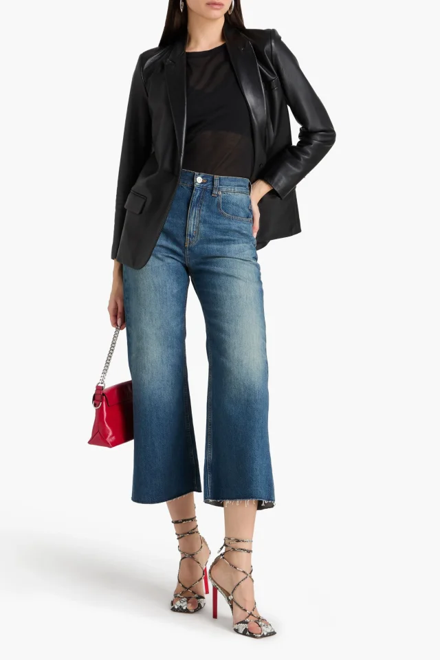 Victoria Beckham Cropped High-Rise Wide-Leg Jeans in Mid denim, photo 2 of 4 from THE OUTNET