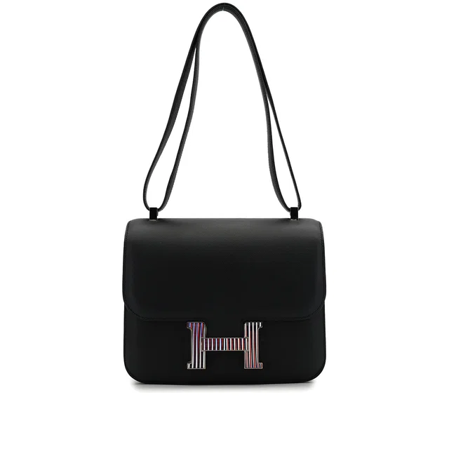 Hermès CONSTANCE3 24 Optique Black Veau Monsieur Shoulder Bag 2019 D Stamp Palladium Hardware in Black Calfskin from Luxury Promise