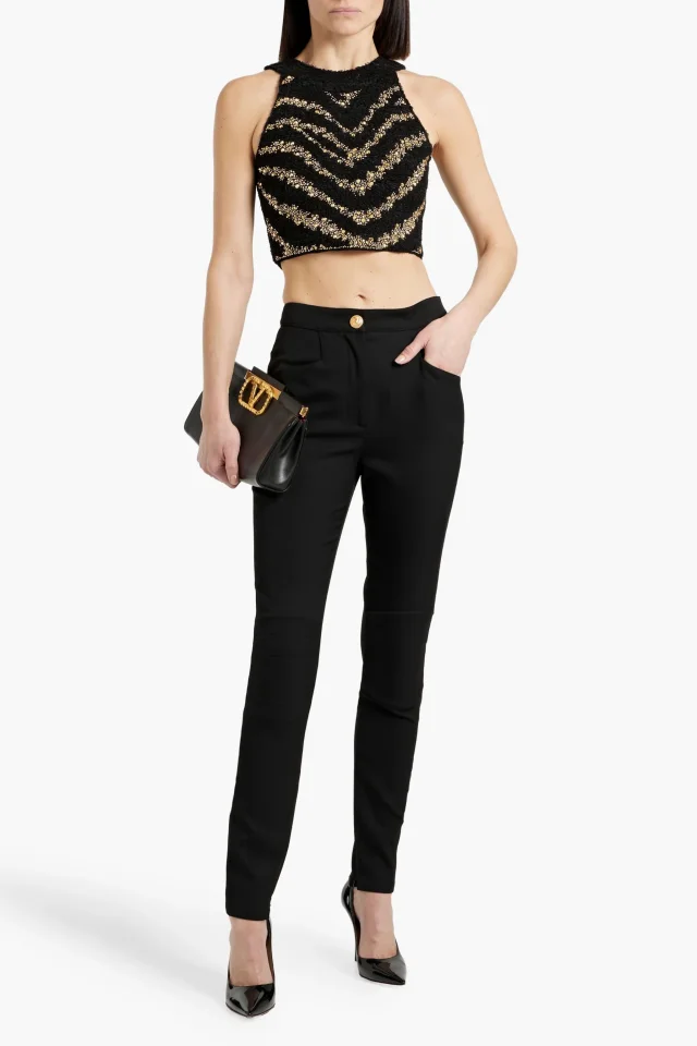 Balmain Studded Bouclé-Tweed Cropped Top, photo 6 of 8 from THE OUTNET