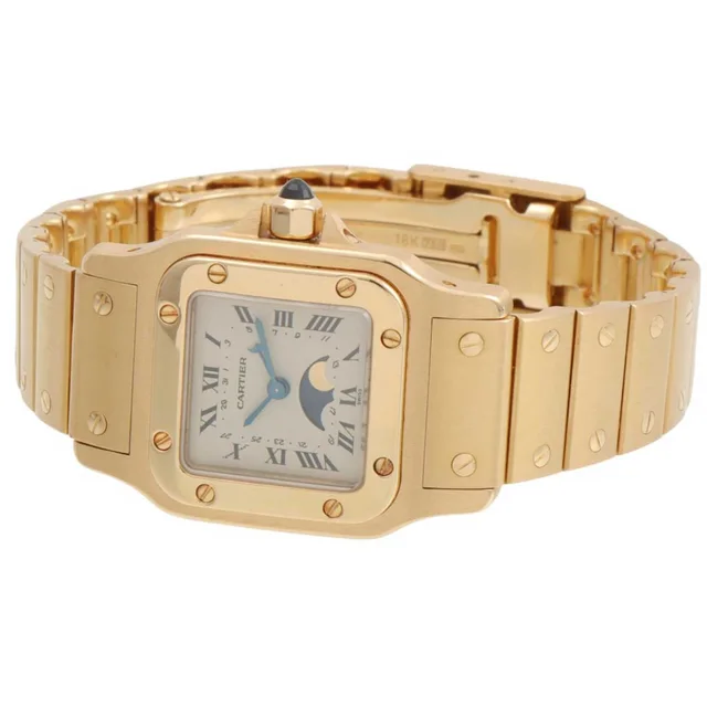 Cartier 18K Santos Galbée Moonphase SM W2006C5 Quartz Gold in Gold from VINTAGE QOO TOKYO, photo 2 of 2