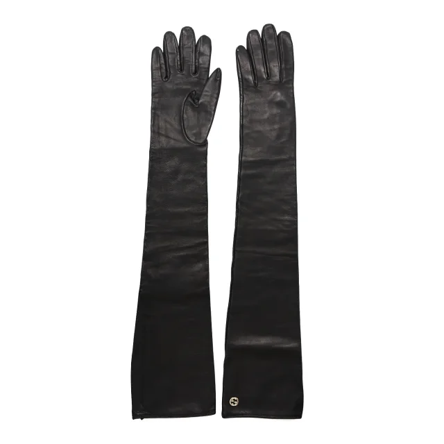Gucci Nappa Interlocking G Gloves 7 Black in Black Nappa leather from FASHIONPHILE, photo 2 of 5