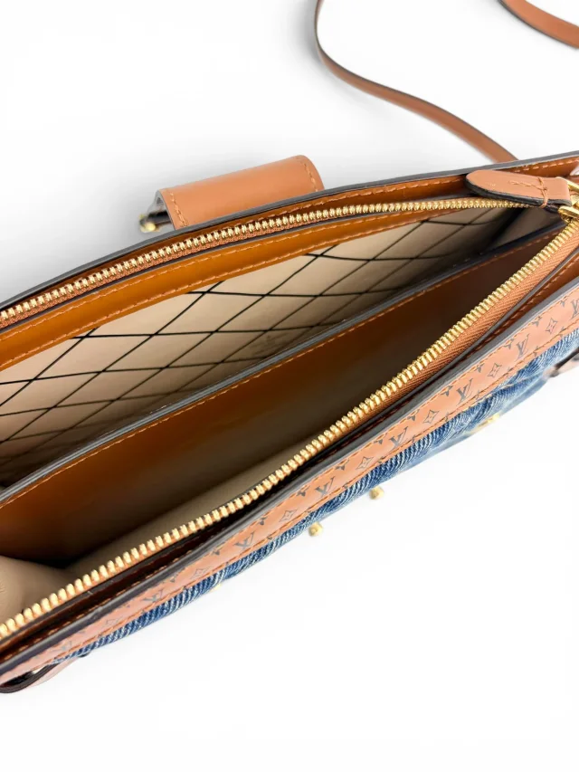 Louis Vuitton Limited Edition Denim Calfskin Malletage Trunk Clutch in Calfskin from Season 2 Consign, photo 10 of 10