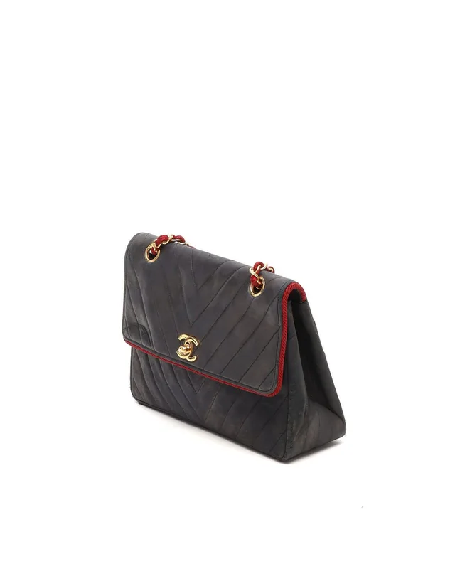 Chanel Chevron Braided Trim Flap Bag in Leather from A Retro Tale, photo 2 of 13