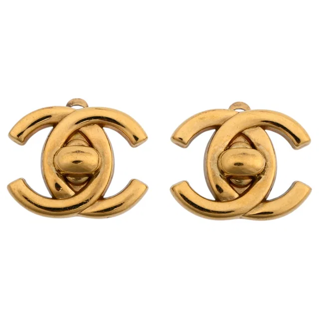 Chanel 1996 CC Turn-Lock Earrings Gold in Gold from VINTAGE QOO TOKYO