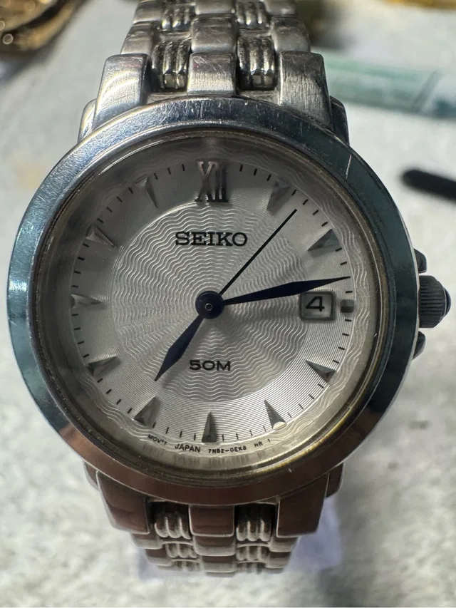 Seiko Silver Watch With Blue Hands And White Dial in blue|silver|gray from Poshmark