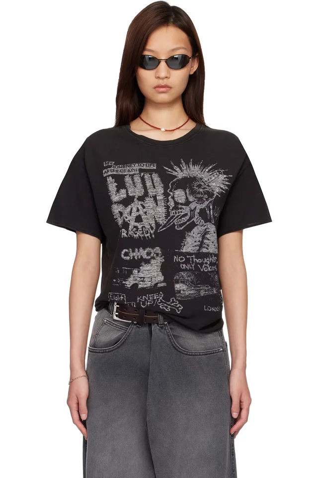 LU'U DAN Black Thrash T-shirt, image 1 of 1 from SSENSE
