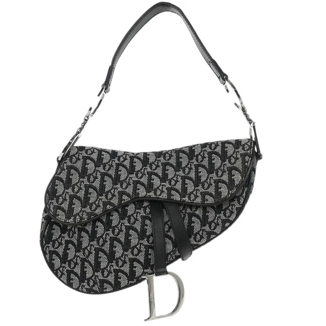 Dior Black Trotter Saddle Handbag in Black Canvas from AMORE Vintage Tokyo