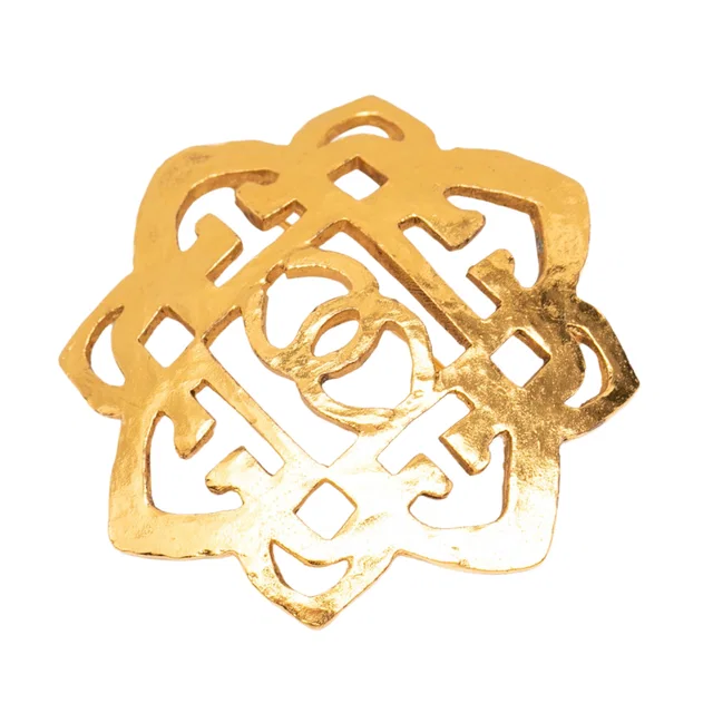 Gold Chanel CC Gold Plated Filigree Brooch in Gold from Designer Revival