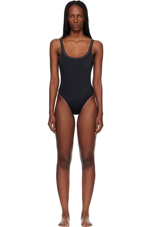 Versace Black Studded Swimsuit, image 1 of 1 from SSENSE