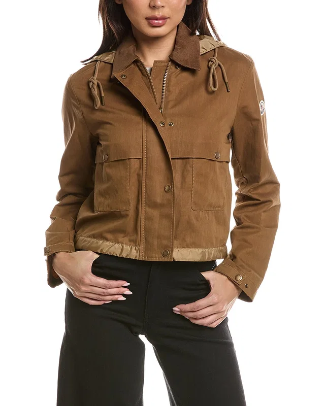 Moncler Aconitum Hooded Linen-Blend Shirt Jacket, image 1 of 1 from Rue La La