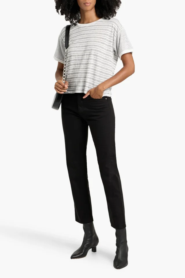 Frame Striped Linen-Jersey T-Shirt, photo 2 of 4 from THE OUTNET