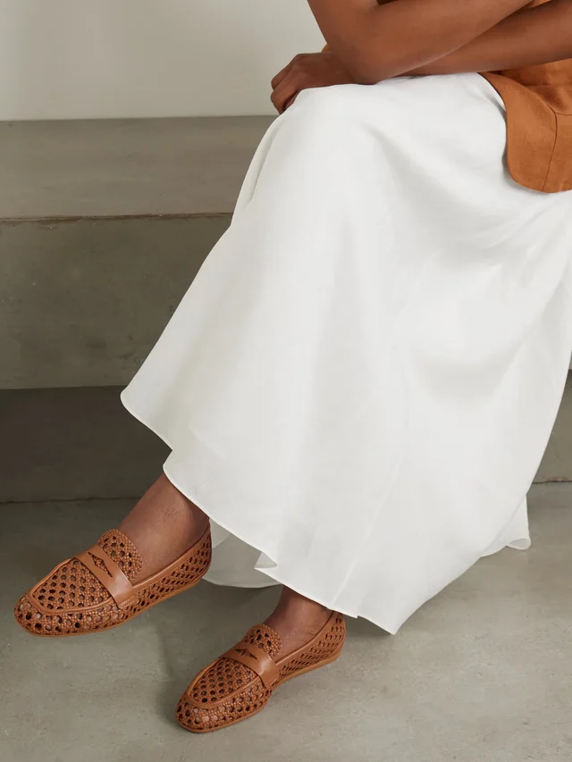 STUART WEITZMAN Thea woven leather loafers in Beige, photo 2 of 2 from NET-A-PORTER (Canada)