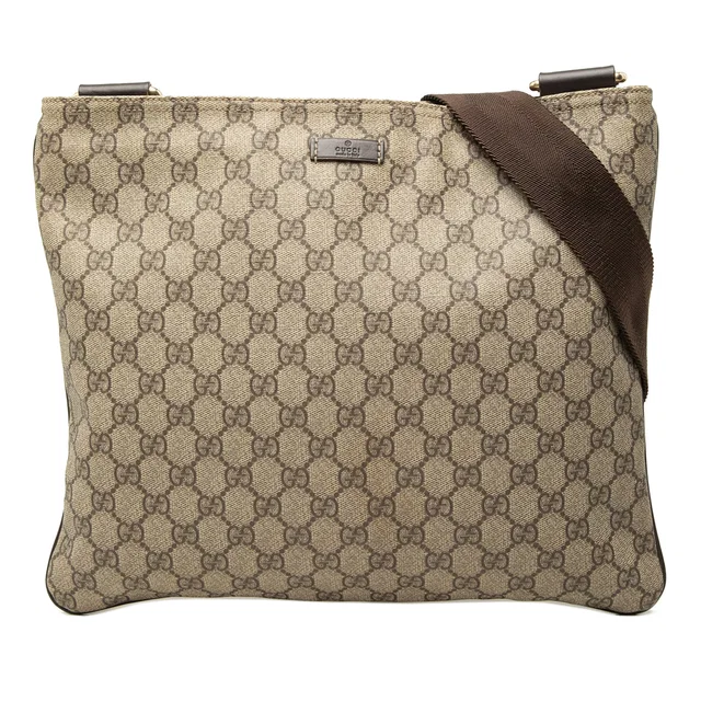 Beige Gucci GG Supreme Crossbody in Beige Coated canvas from Designer Revival