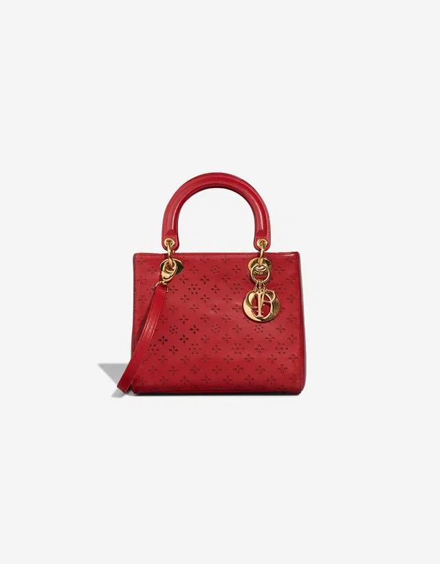 Dior Lady Medium Aged Calf Red in Red Calfskin from SACLÀB