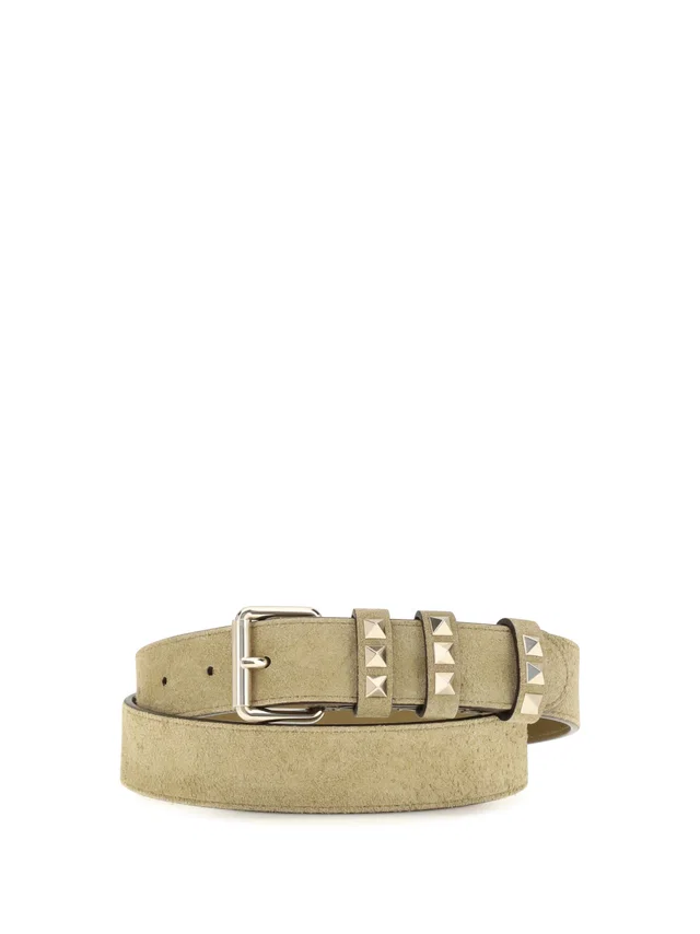 Valentino Garavani Rockstud Belt — Beige Suede in Beige Suede from HEWI