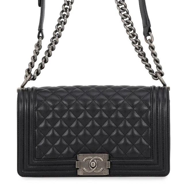 Boy Chanel ChainShoulder Bag BlackA67086 Caviar Leather Size 25 in Caviar leather from GALLERY RARE