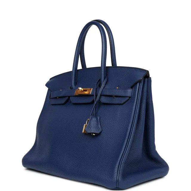 Hermès Birkin 35 Bleu Saphir Clemence Gold Hardware in Blue Clemence from Madison Avenue Couture, photo 5 of 9