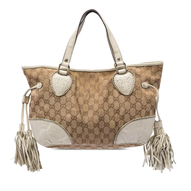 Beige Gucci Small GG Canvas Tribeca Tote in Beige Canvas from Designer Revival