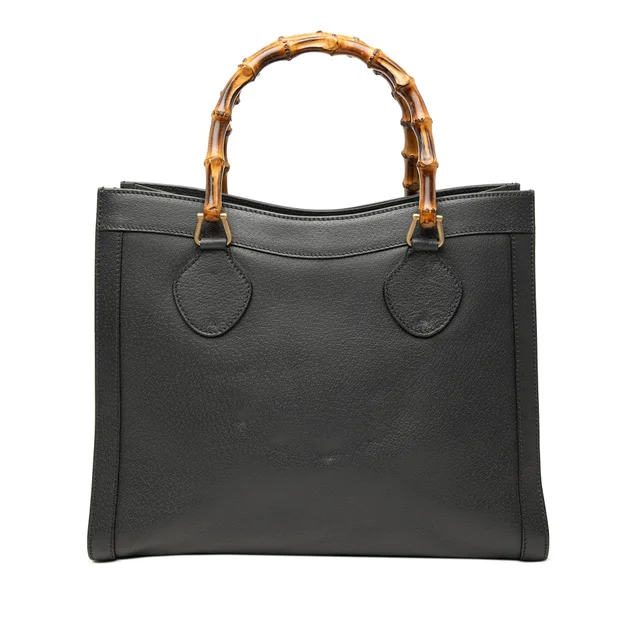 Black Gucci Medium Leather Bamboo Diana Tote in Black Leather from Designer Revival, photo 1 of 1