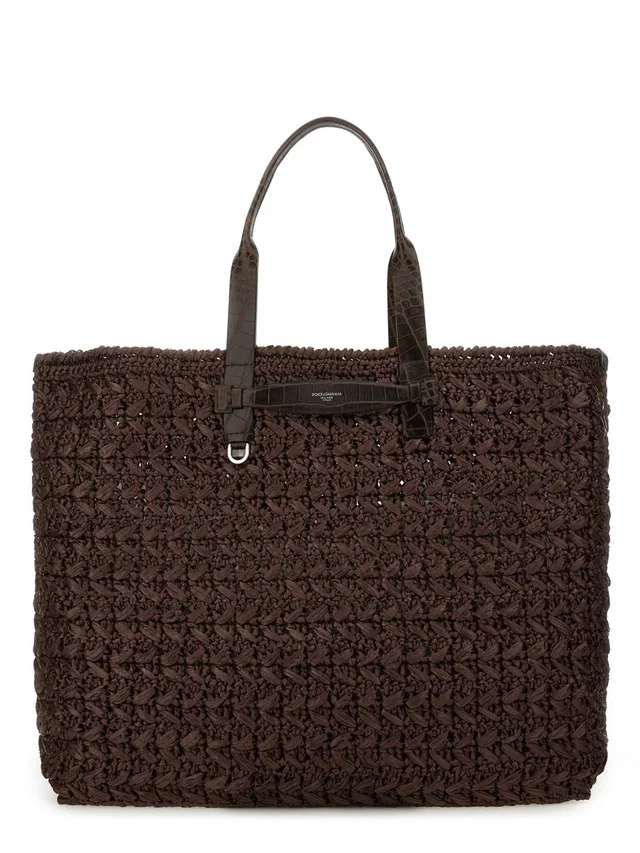Dolce & Gabbana Woven Mesh Viscose-Leather Shoulder Bag — Brown Viscose Leather in Brown Woven leather from HEWI