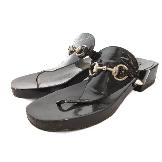 Gucci Sandals Horsebit Patent Black 7 in Black Patent leather from The Reluxe