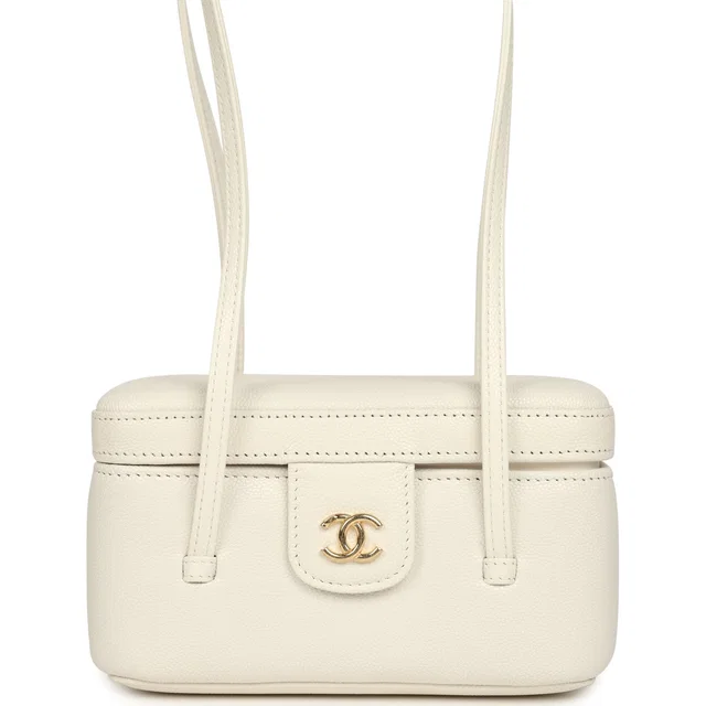 Chanel Preppy Coco Long Vanity in White Caviar leather from Madison Avenue Couture
