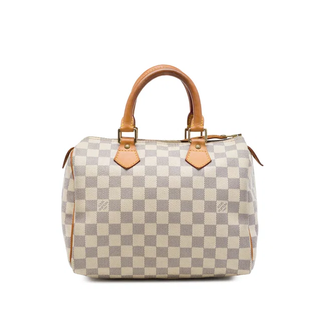 White Louis Vuitton Damier Azur Speedy 25 Boston Bag in White Canvas from Designer Revival, photo 1 of 1