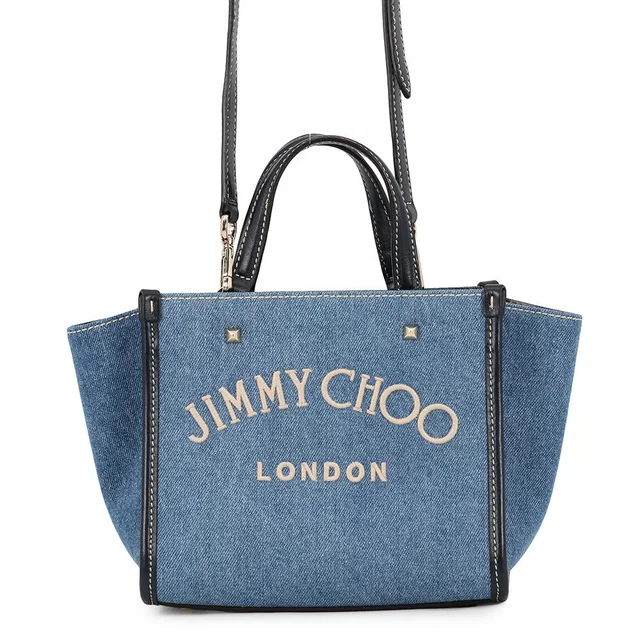 Jimmy Choo Varenne Tote Blue/Navy/WhiteJI1630AW001266 Denim Leather Size Small in Navy Denim from GALLERY RARE