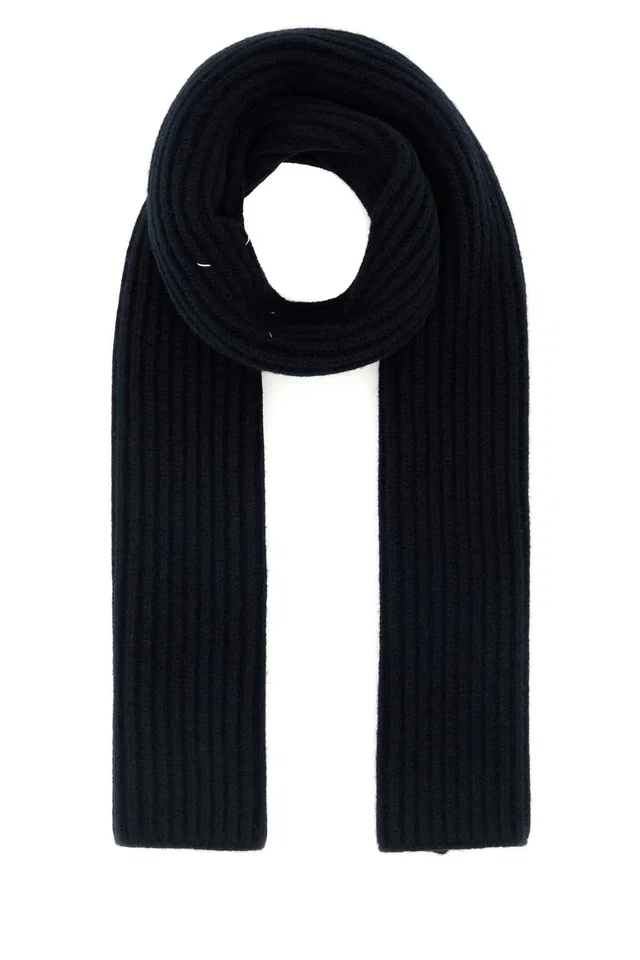 Maison Margiela Virgin Wool Scarf — Navy Exterior: Scarfs in Navy Wool from HEWI