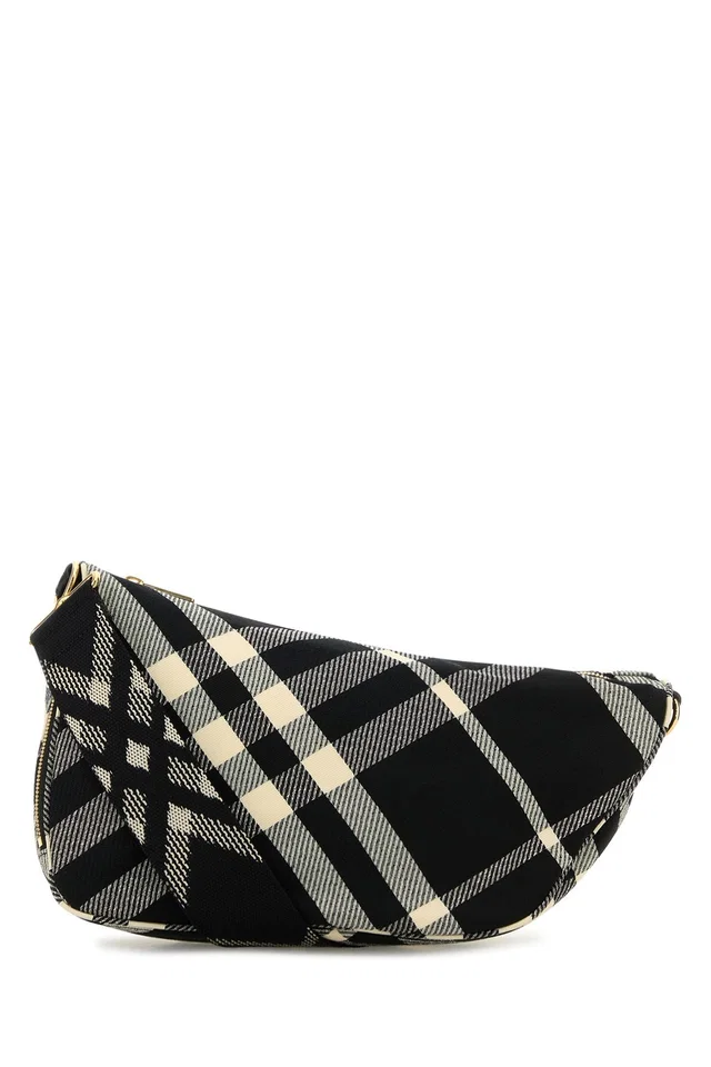 Burberry Check Canvas Shoulder Bag — Black in Black Canvas from HEWI