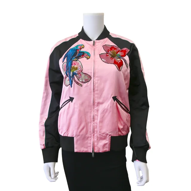Valentino Garavani Tropical Silk-Satin Bomber Jacket in Satin from Clotheshorse Anonymous