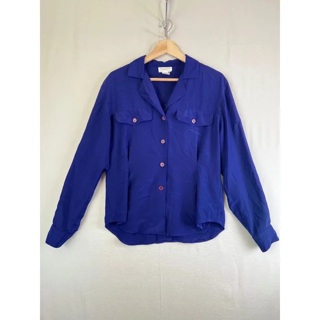 Dior Chemises Vintage Blue Button Down Blouse Shirt Womens 8 Pocket in blue from Poshmark