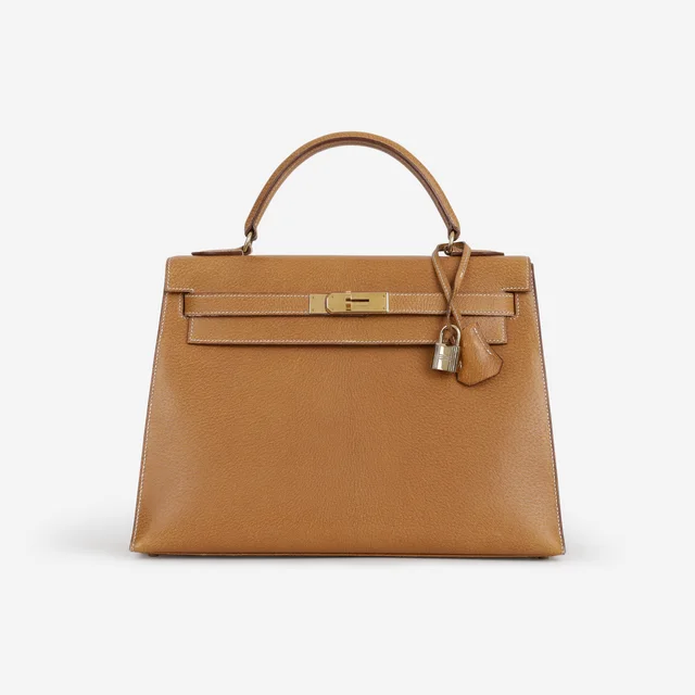 Hermès Vintage Kelly 32 - Natural Sable Courchevel | Gold Hardware in Brown Courchevel from Bagista