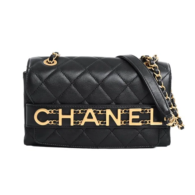 Chanel Shoulder Bag Logo Flap Chain in Lambskin from The Reluxe