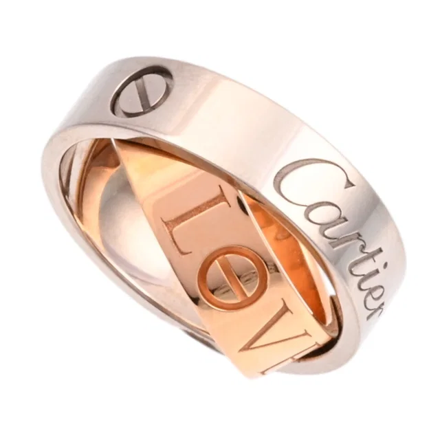 Cartier 18K Secret Love Ring #51 White Gold/Yellow Gold in White from VINTAGE QOO TOKYO