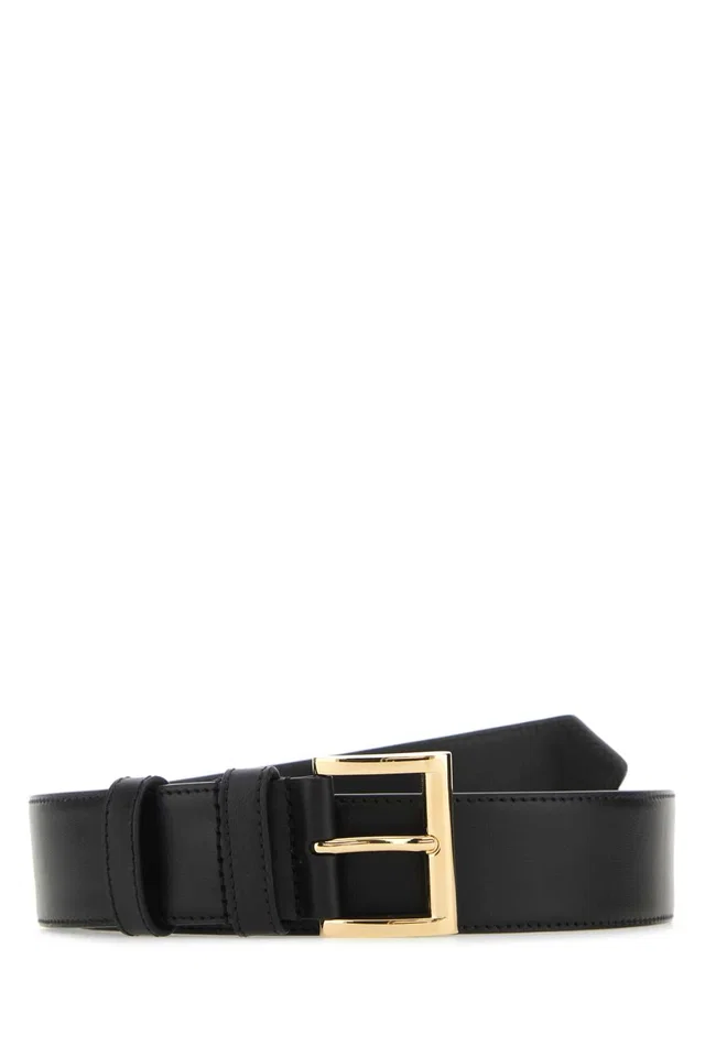 Prada Vitello Leather Belt — Black in Black Leather from HEWI