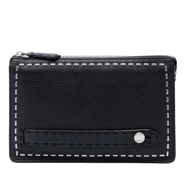 Black Fendi Leather Selleria Clutch in Black Leather from Designer Revival, photo 1 of 1
