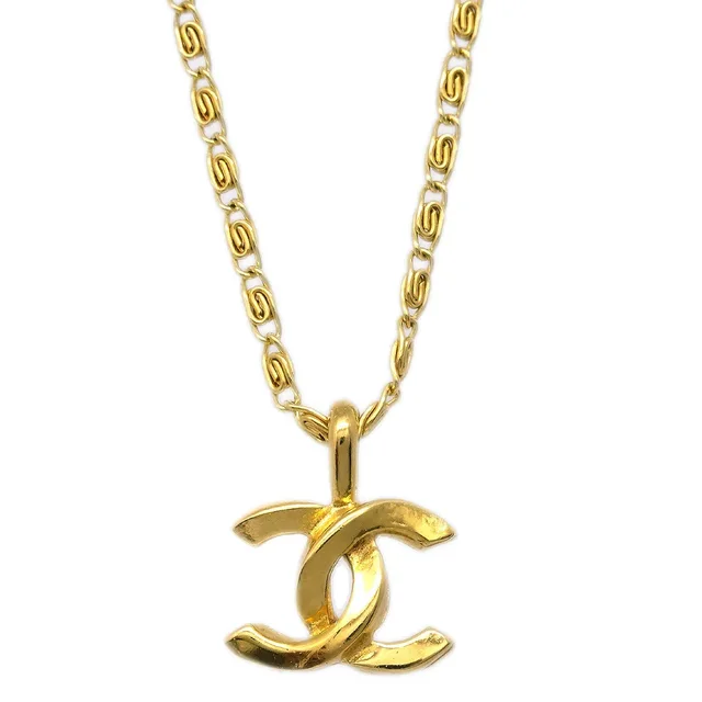 Chanel Mini CC Chain Pendant Necklace Gold 1982 in Gold from AMORE Vintage Tokyo